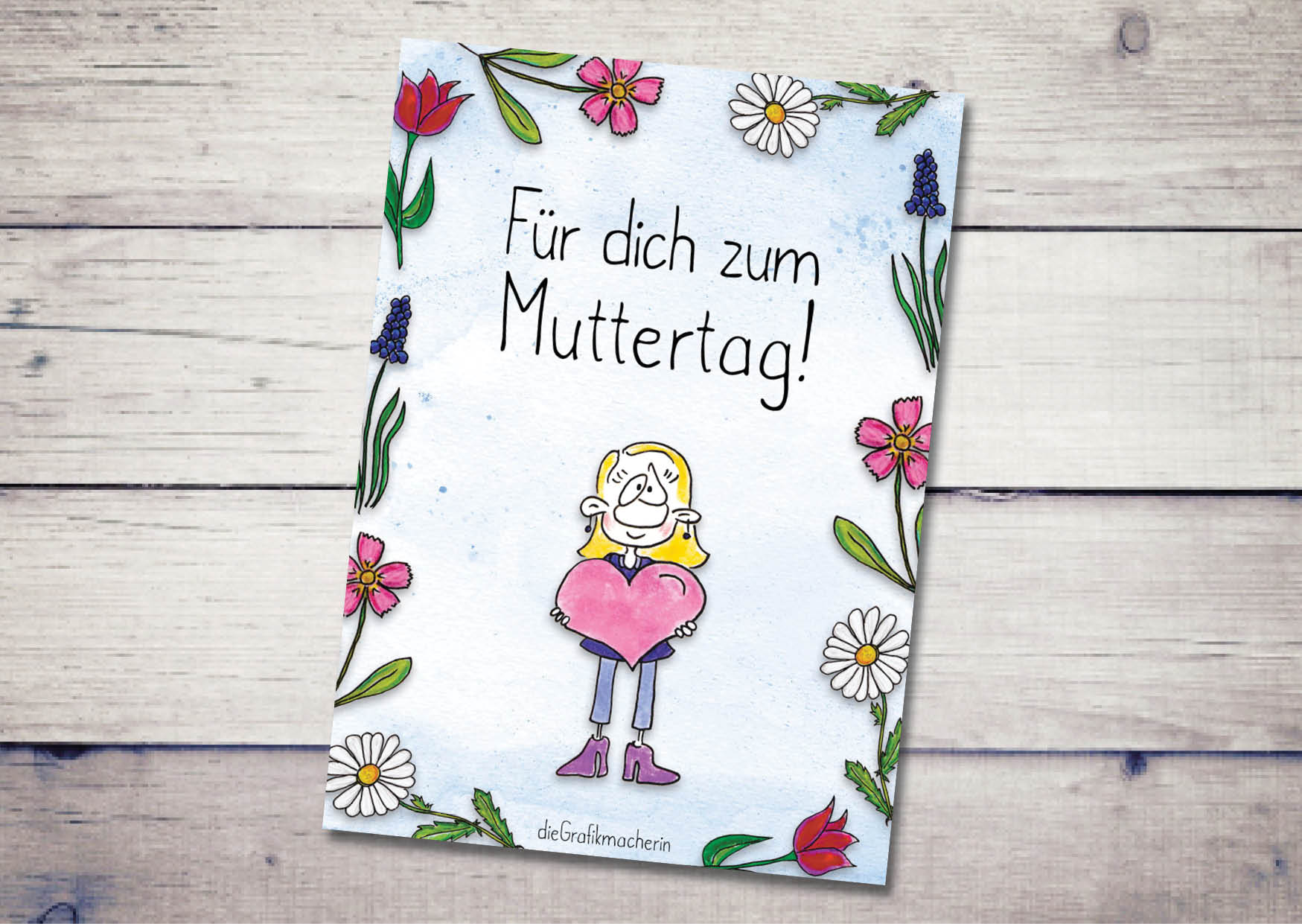 Muttertagskarte - Für dich zum Muttertag! - dieGrafikmacherin