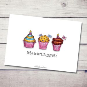 Karte – Süße Geburtstagsgrüße (Muffins)