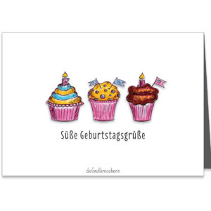 Karte – Süße Geburtstagsgrüße (Muffins) – Klappkarte