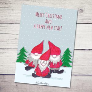 Weihnachtskarte – Merry Christmas mit Wichteln