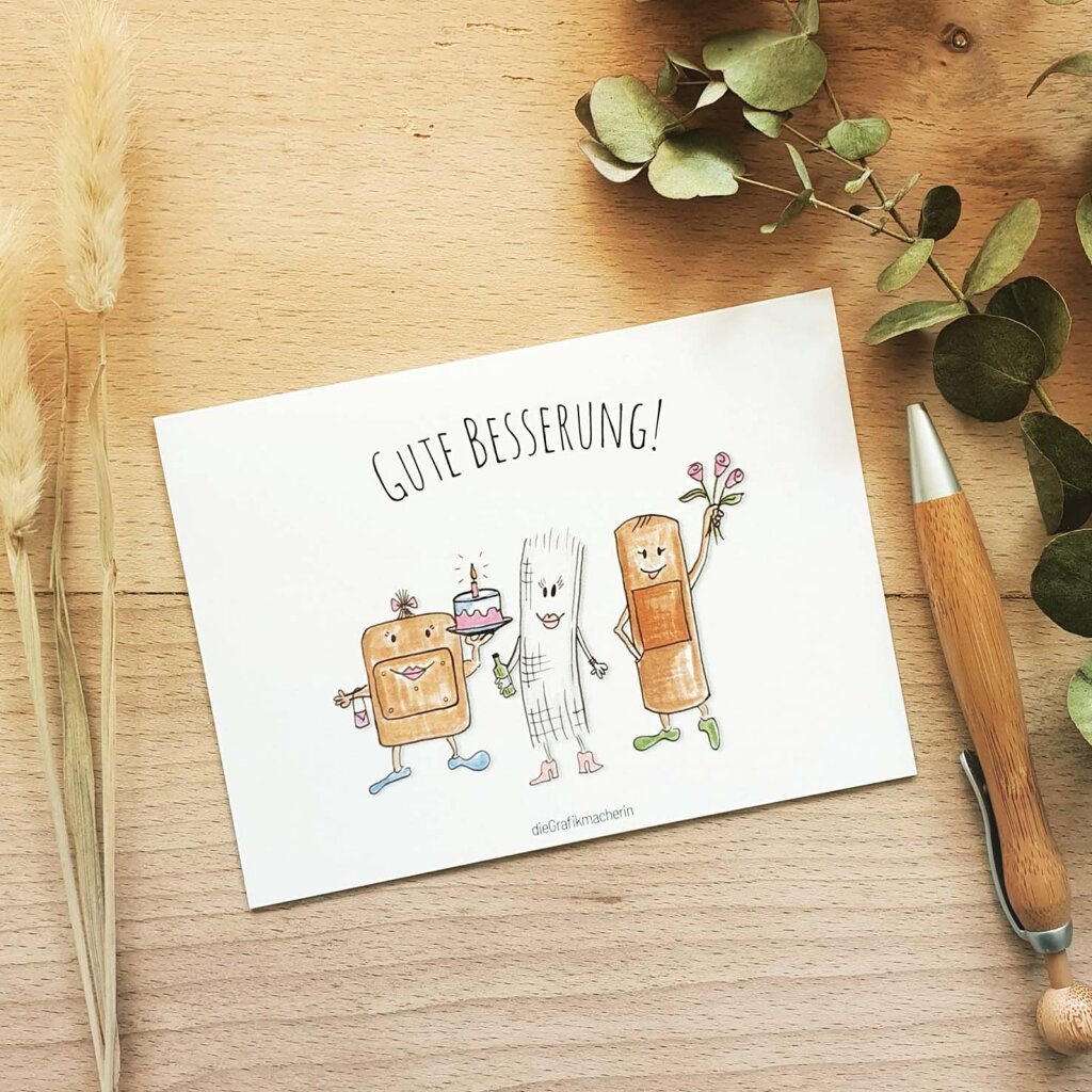  Karte - Gute Besserung (Pflaster) - dieGrafikmacherin 